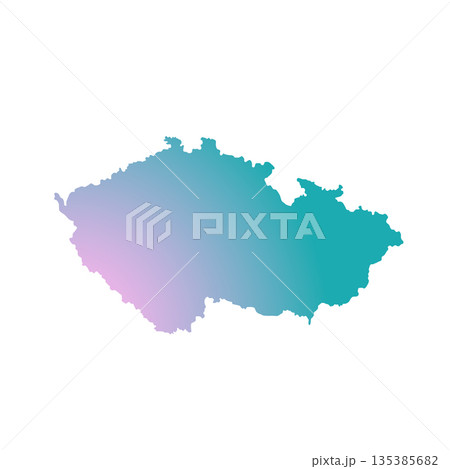 Map of Czech Republic, sign silhouette. World Map Globe. Vector Illustration isolated on white background. Europe continent 135385682