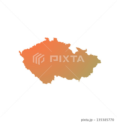 Map of Czech Republic, sign silhouette. World Map Globe. Vector Illustration isolated on white background. Europe continent 135385770