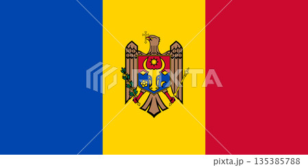 Flag of Moldova. Moldavian national symbol in official colors. Template icon. Vector background 135385788