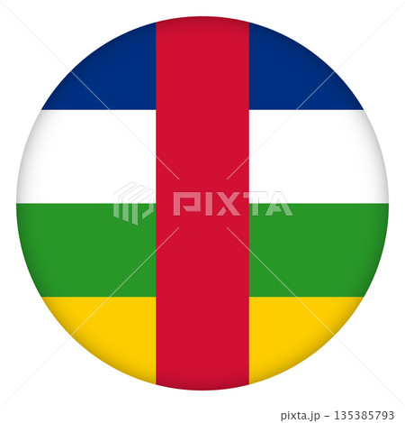 Glass light ball with flag of Central African Republic. Round sphere, template icon. CAR national symbol. Glossy ball, 3D abstract vector illustration highlighted on a white background. Big bubble 135385793