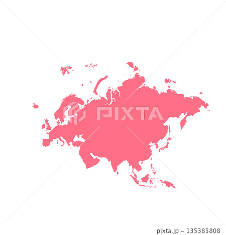 Map of Eurasia, sign silhouette. World Map Globe. Vector Illustration isolated on transparent background. Europe and Asia continent 135385808