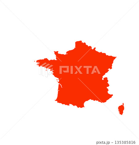 Map of France, sign silhouette. World Map Globe. Vector Illustration isolated on white background. Europe continent 135385816