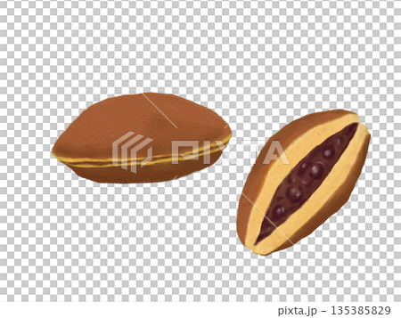 Hand-drawn watercolor illustration of Dorayaki 135385829