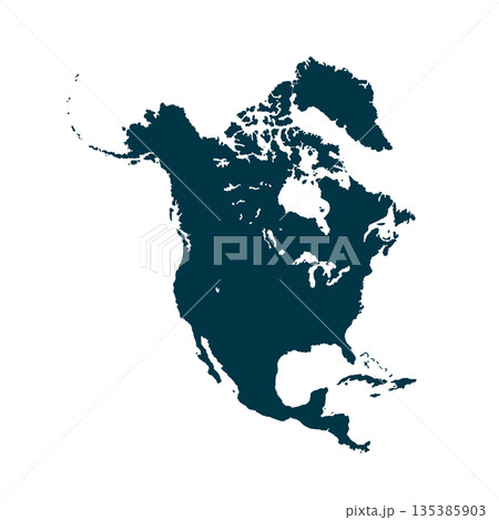Map of North America, sign silhouette. World Map Globe. Vector Illustration isolated on transparent background. American continent 135385903