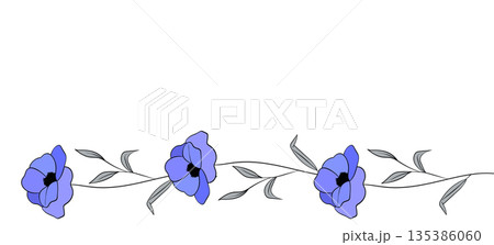 Spring, summer illustration with flowers. Happy birthday, holiday, celebration greeting and invitation card. Colorful floral banner, frame. Modern floral compositions. Copy space 135386060