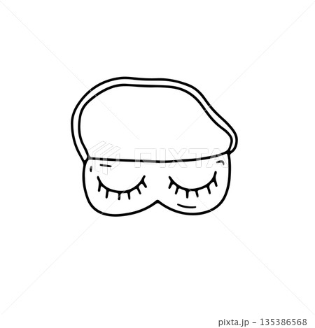 Hand drawn black and white doodle sleep mask icon Hand drawn black and white doodle sleep mask icon 135386568
