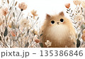 お花畑にいる猫のイラスト 135386846