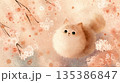 桜を見上げる猫のイラスト 135386847