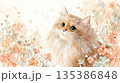 お花畑にいる猫のイラスト 135386848