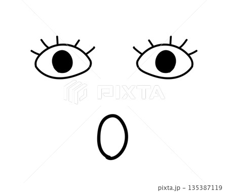 ゆるい顔のイラスト（驚き） 135387119