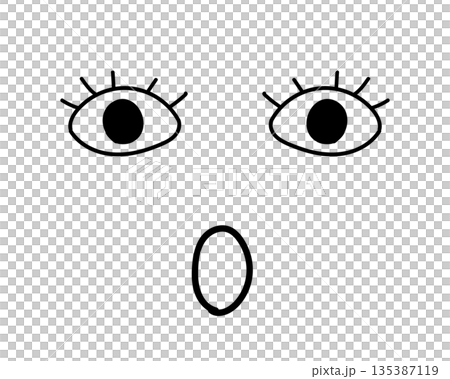 ゆるい顔のイラスト（驚き） 135387119