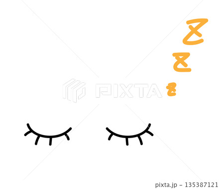 ゆるい顔のイラスト(睡眠) ゆるい顔のイラスト(睡眠) 135387121