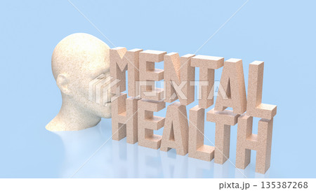 Mental Health Awareness Concept with Human Mind and Wellbeing Focus 3d render. Mental Health Awareness Concept with Human Mind and Wellbeing Focus 3d render. 135387268