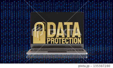 Laptop Data Protection and Digital Cybersecurity Privacy Concept 3d render. 135387280