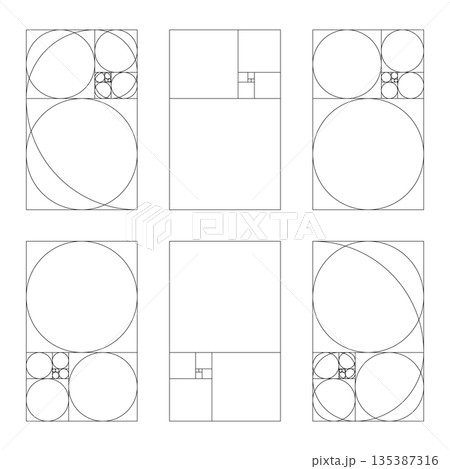 Vertical Fibonacci numbers array set of 6 elements. Golden ratio harmony proportions template. Vertical Fibonacci numbers array set of 6 elements. Golden ratio harmony proportions template. 135387316