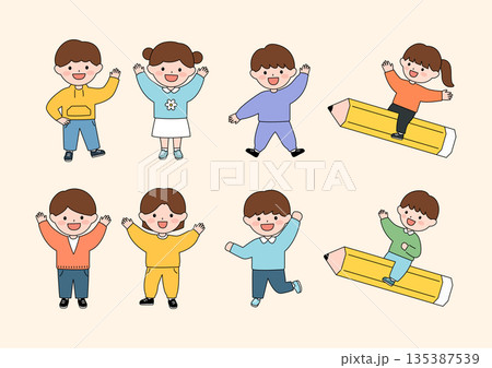 Vector illustrations of cute children. 135387539