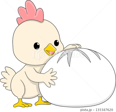 Cute Chick Hugging Chicken Bao Food Logo Illustration Cute Chick Hugging Chicken Bao Food Logo Illustration 135387620