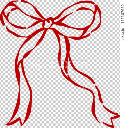 Whimsical Ribbon Bow wavy Decorative Hand Drawn 135387680