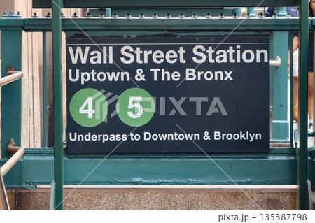 Wall Street Station MTA subway station in New York, NY, USA. August 27, 2025 135387798