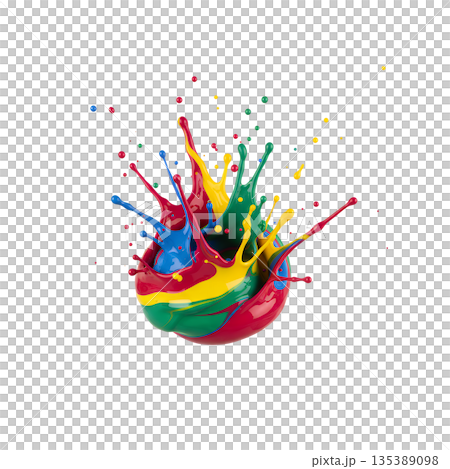 彩色顏料潑濺球(抽象繪畫藝術) 彩色顏料潑濺球(抽象繪畫藝術) 135389098
