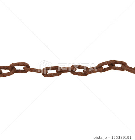 錆びた鉄製チェーンのクローズアップ素材 135389191