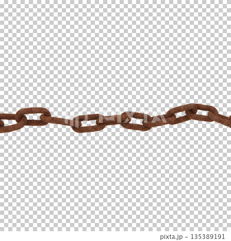 錆びた鉄製チェーンのクローズアップ素材 135389191