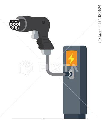 Charging station of electric car eco transport concept stock illustration. 135389624
