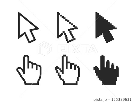 Pixel cursors icons stock illustration Pixel cursors icons stock illustration 135389631