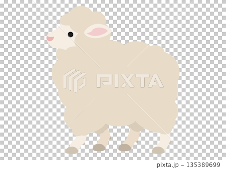ゆったり歩く羊のかわいいベクターイラスト ゆったり歩く羊のかわいいベクターイラスト 135389699