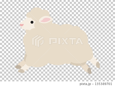 Cute vector illustration of a jumping sheep 135389701