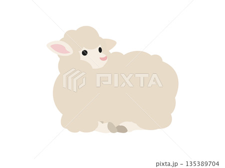 座ってくつろぐ羊のかわいいベクターイラスト 座ってくつろぐ羊のかわいいベクターイラスト 135389704