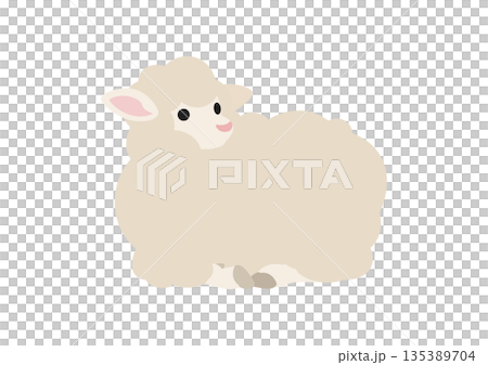 座ってくつろぐ羊のかわいいベクターイラスト 座ってくつろぐ羊のかわいいベクターイラスト 135389704