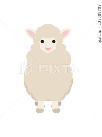 正面を向いた羊のかわいいベクターイラスト 135389705