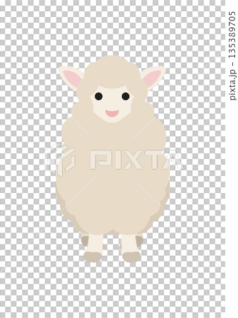 正面を向いた羊のかわいいベクターイラスト 135389705