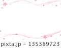 水彩風の桜の和風フレーム 上下ラインの装飾と春の背景素材 135389723