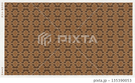 日本の伝統「松皮菱」を版画風に描いた、和紙の千代紙 135390053