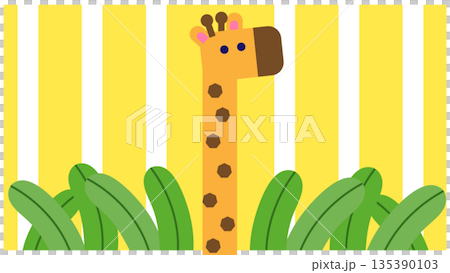 An image illustration of a counting, ranking, and start time expressed with a giraffe character with the number 1 as its motif. 135390103
