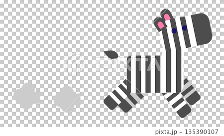 Illustration material of a running zebra character expressing speed, hurrying, and running away Illustration material of a running zebra character expressing speed, hurrying, and running away 135390107