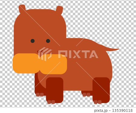 可愛的動物插畫素材,描繪了一個簡單的站立河馬形象 可愛的動物插畫素材,描繪了一個簡單的站立河馬形象 135390118
