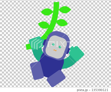 這張圖片描繪了你身處困境、危機或需要堅持不懈的處境，圖片中的大猩猩抓住藤蔓，眼看就要摔倒。 135390121