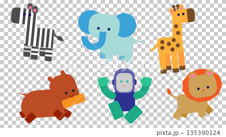 一套可愛的各種動物插圖 135390124