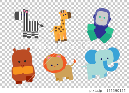 一套可愛的各種動物插圖 135390125