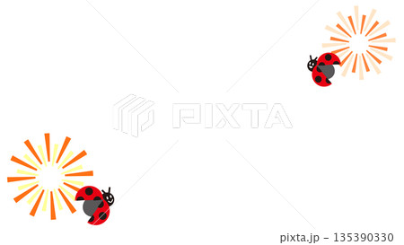 てんとう虫と花火が配置された夏のお祝い背景イラスト てんとう虫と花火が配置された夏のお祝い背景イラスト 135390330