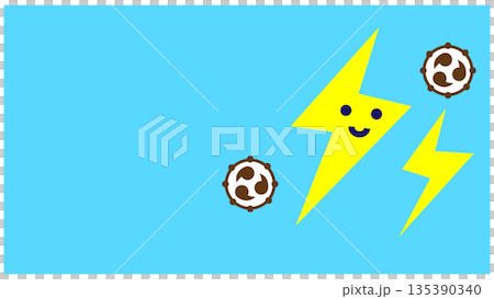笑顔の雷が光る空色のかわいい天気イラスト 笑顔の雷が光る空色のかわいい天気イラスト 135390340