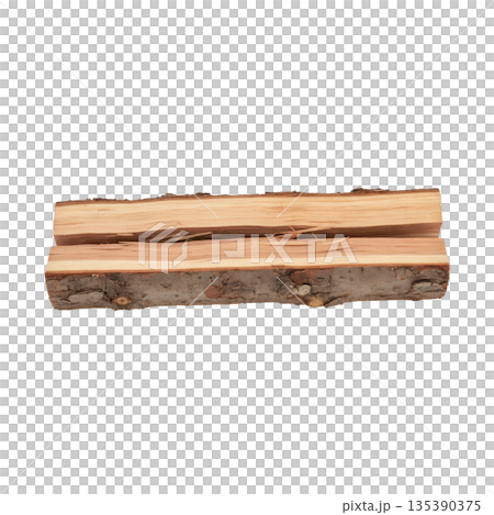 兩根劈開的木頭並排擺放 兩根劈開的木頭並排擺放 135390375