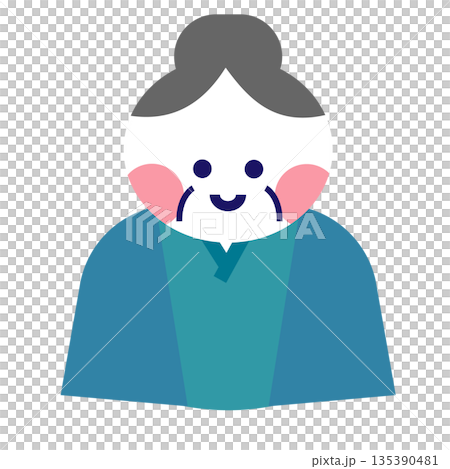 A cute illustration of a Japanese folktale depicting Momotaro's grandmother A cute illustration of a Japanese folktale depicting Momotaro's grandmother 135390481