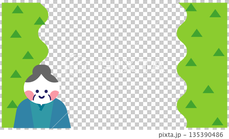 以桃太郎祖母為主角的日本民間故事背景插圖。 135390486