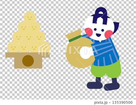 宝を持ち帰った桃太郎と財宝を描いた日本昔話のかわいいイラスト 宝を持ち帰った桃太郎と財宝を描いた日本昔話のかわいいイラスト 135390500
