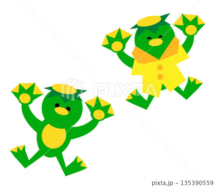 レインコートを着たカッパのかわいい梅雨イラスト レインコートを着たカッパのかわいい梅雨イラスト 135390559