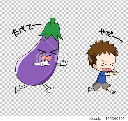野菜の好き嫌いをする男の子のイメージイラスト 135390595
